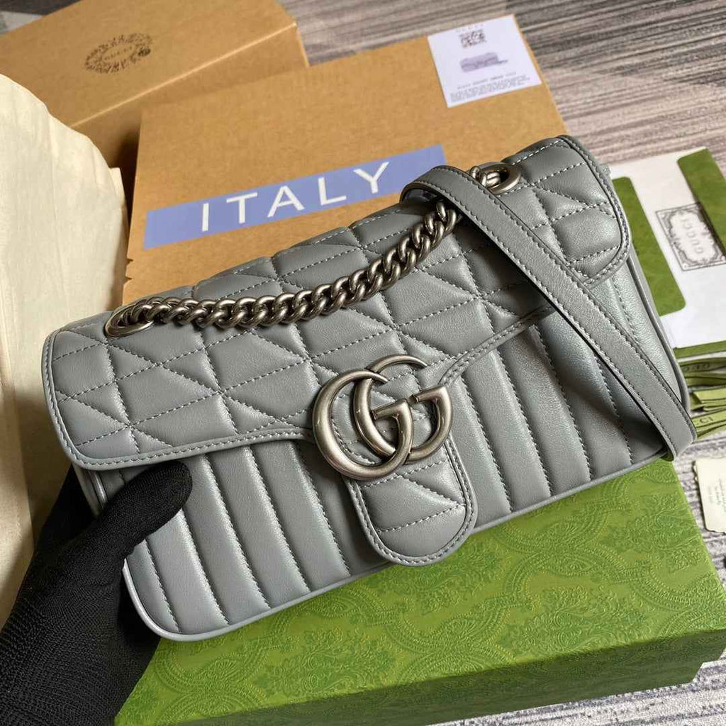 Gucci 443497 GG Marmont small shoulder bag dark gray
