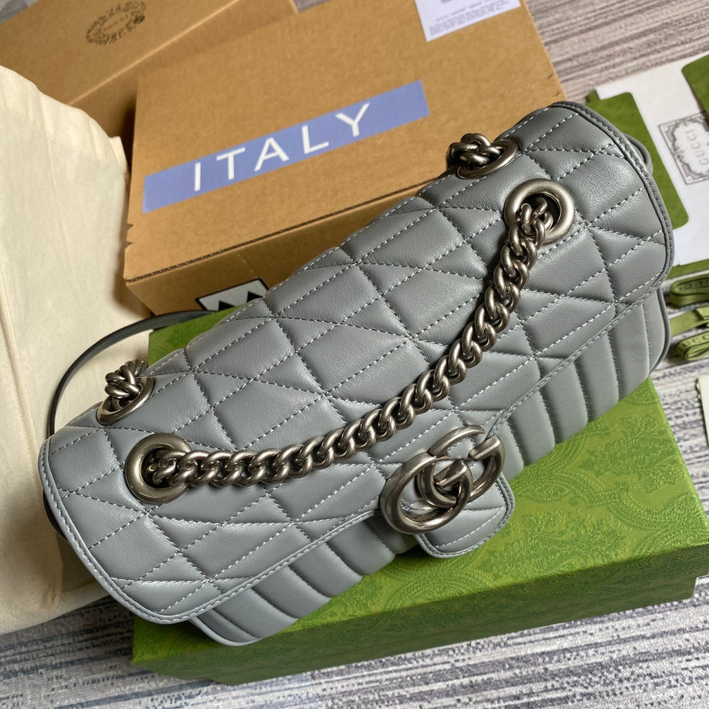 Gucci 443497 GG Marmont small shoulder bag dark gray