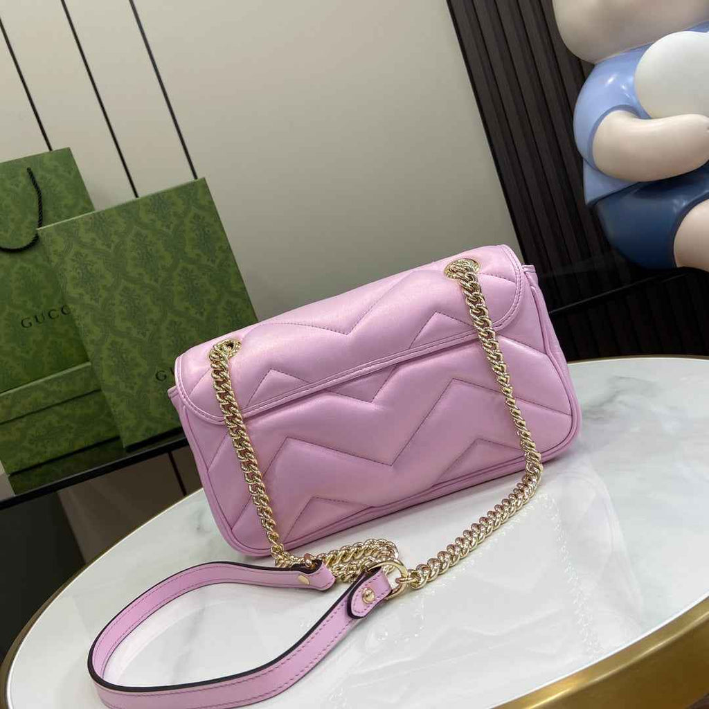 Gucci GG Marmont Small Shoulder Bag 443497 Pink Leather