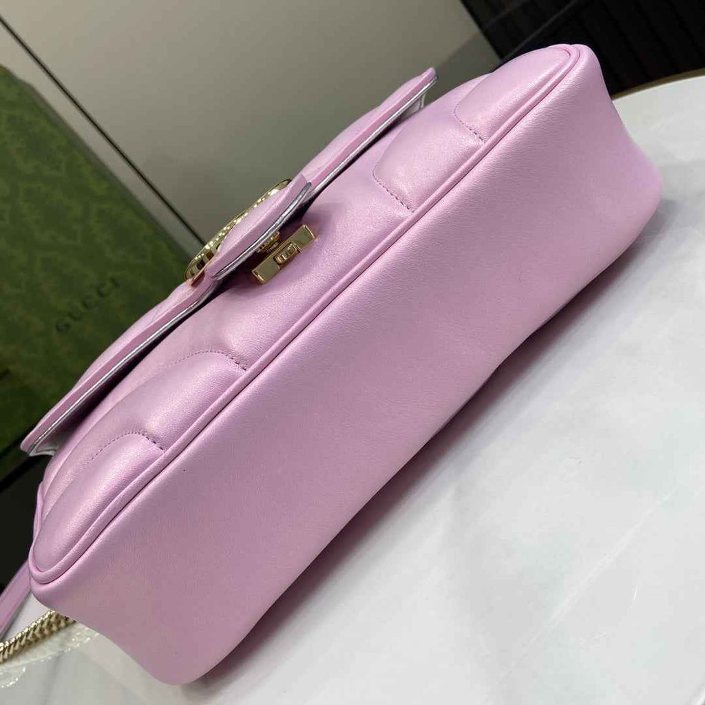 Gucci GG Marmont Small Shoulder Bag 443497 Pink Leather