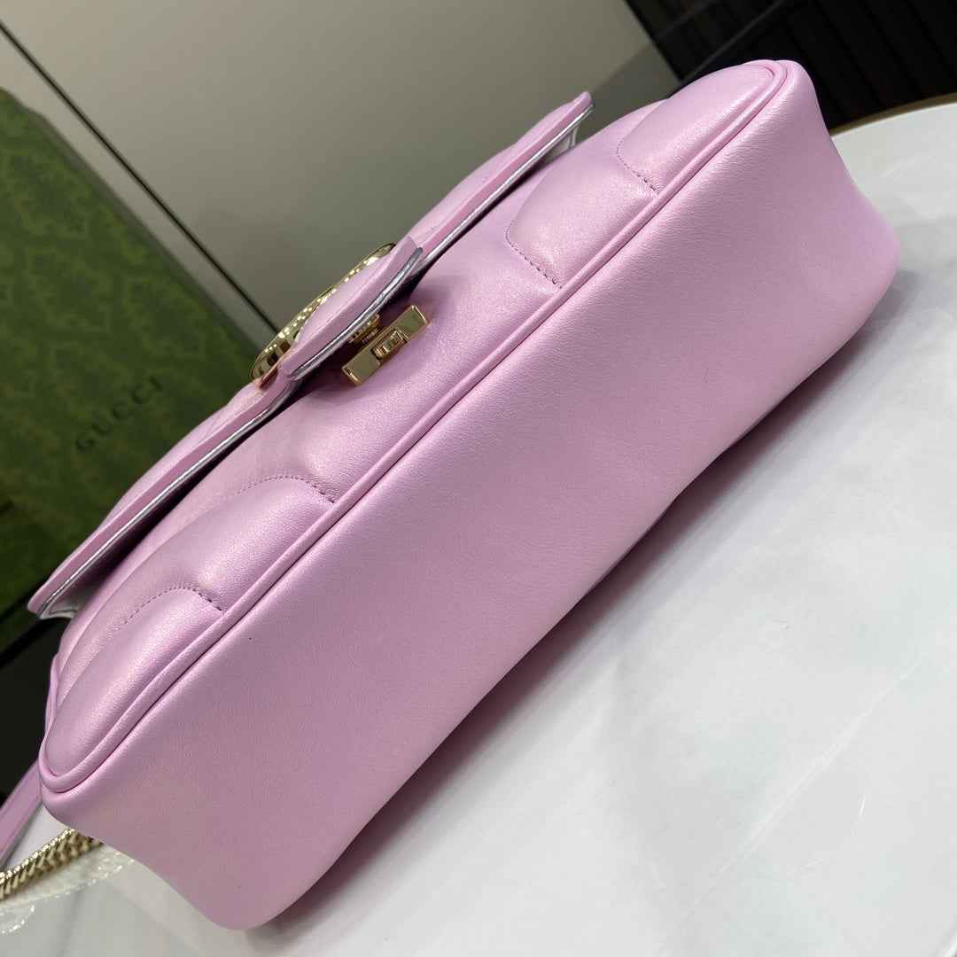 Gucci GG Marmont Small Shoulder Bag 443497 Pink Leather