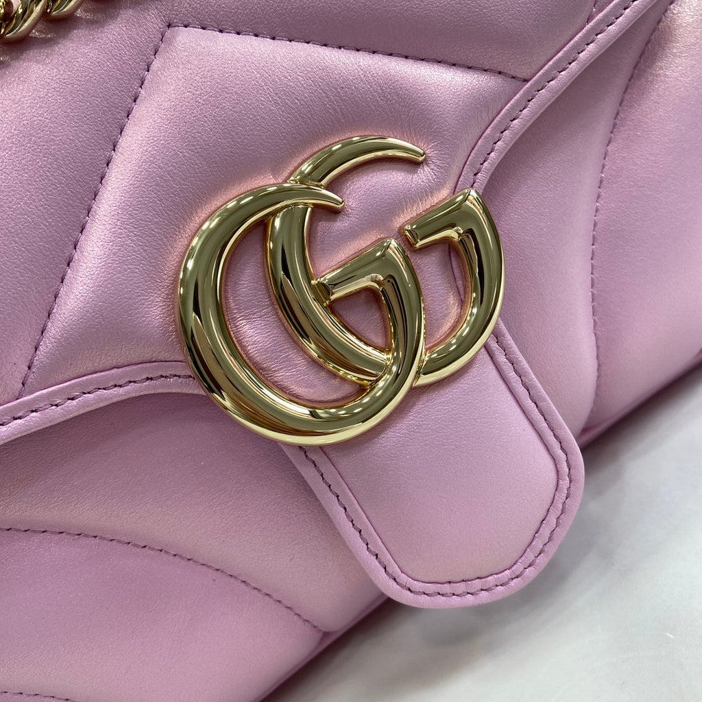 Gucci GG Marmont Small Shoulder Bag 443497 Pink Leather