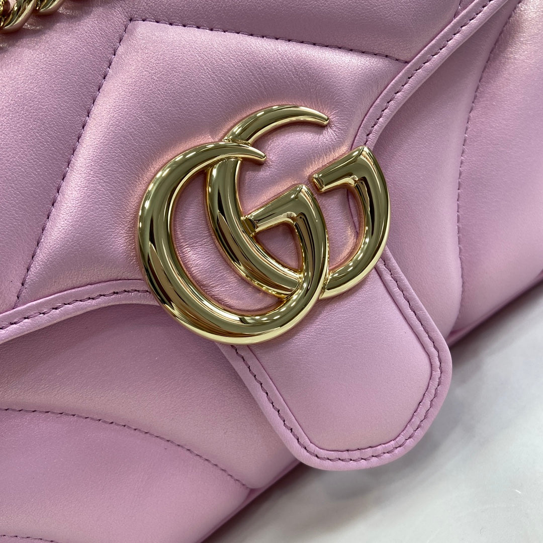 Gucci GG Marmont Small Shoulder Bag 443497 Pink Leather