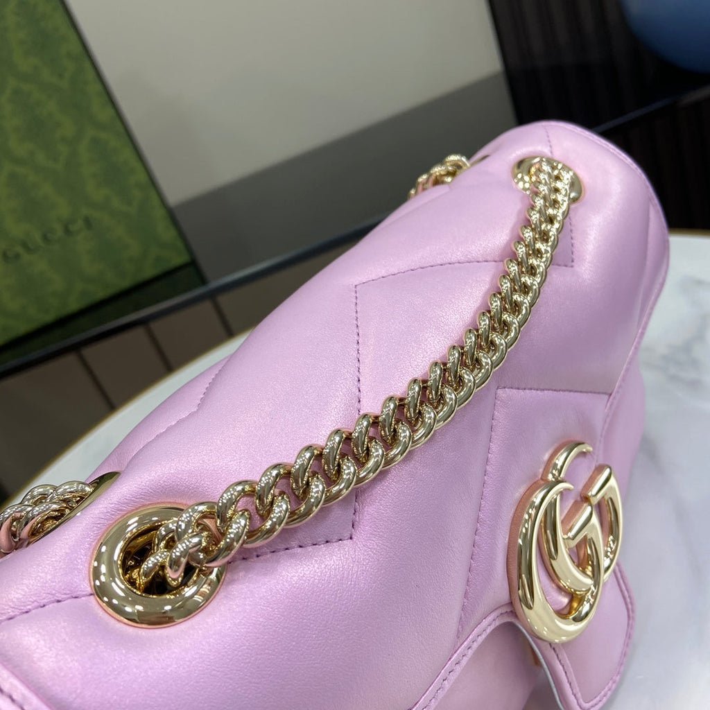 Gucci GG Marmont Small Shoulder Bag 443497 Pink Leather