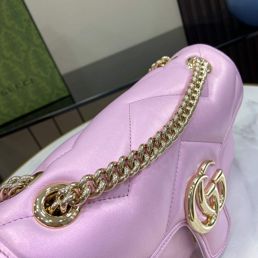 Gucci GG Marmont Small Shoulder Bag 443497 Pink Leather