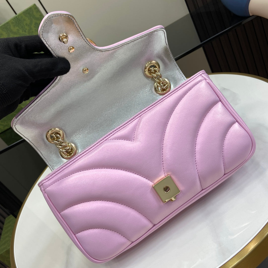 Gucci GG Marmont Small Shoulder Bag 443497 Pink Leather