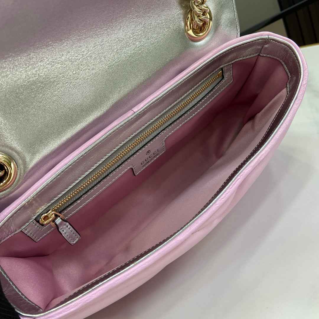 Gucci GG Marmont Small Shoulder Bag 443497 Pink Leather