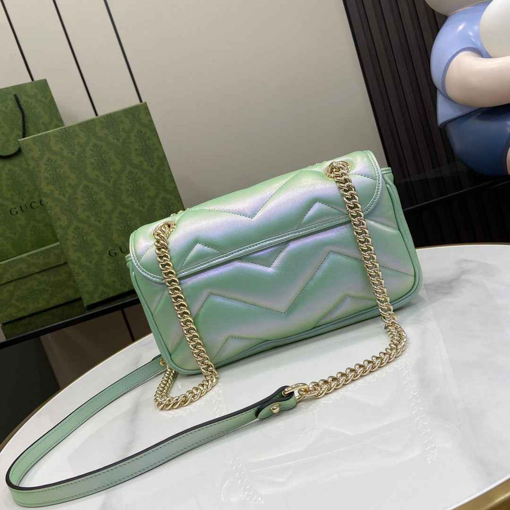 Gucci GG Marmont Small Shoulder Bag 443497 Green Leather