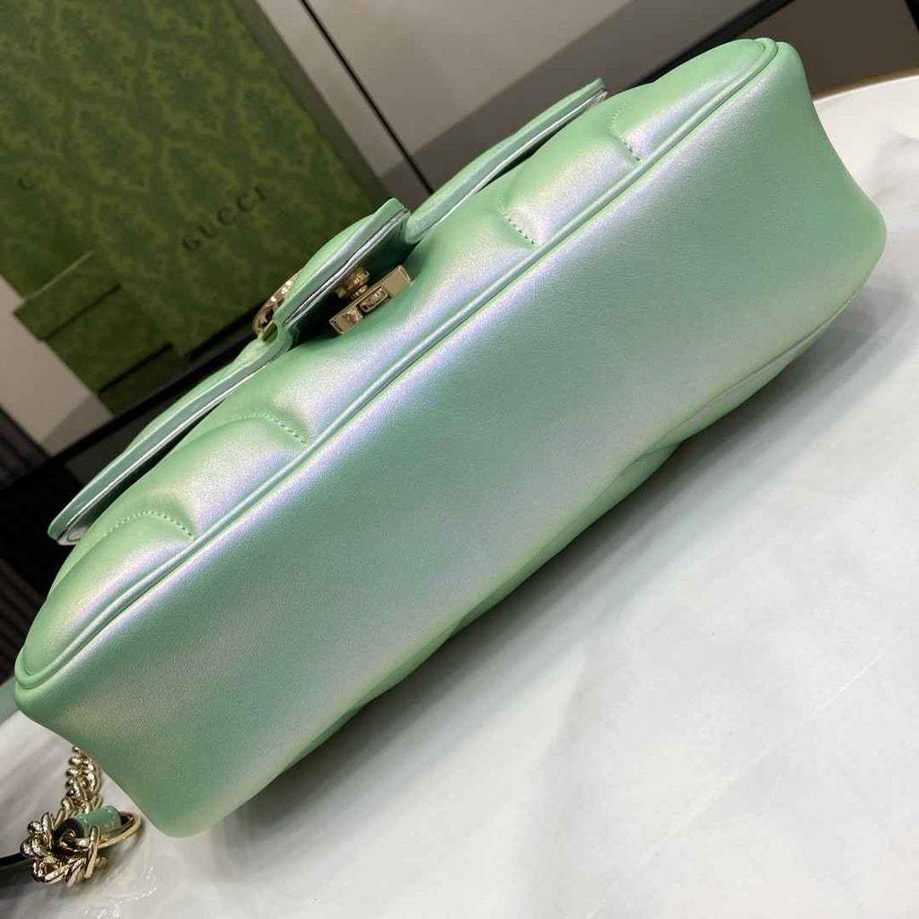 Gucci GG Marmont Small Shoulder Bag 443497 Green Leather