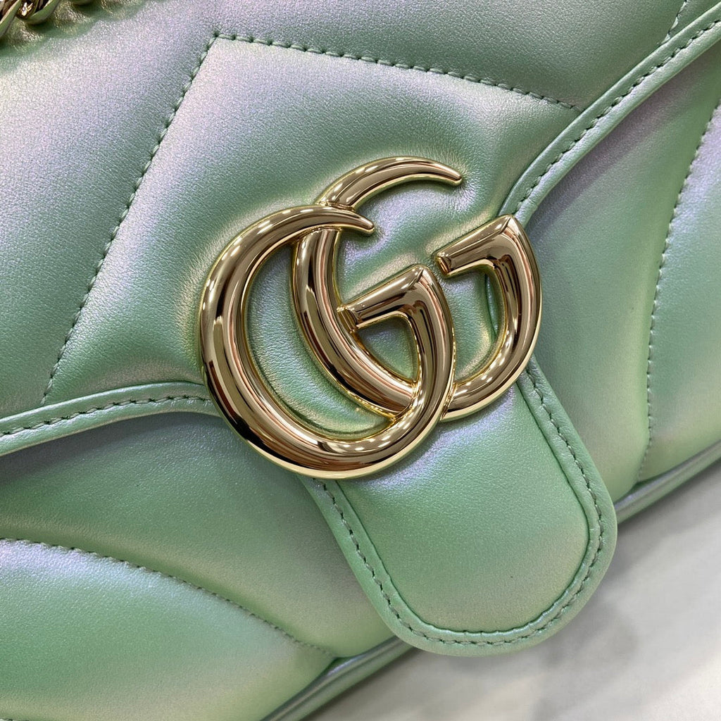 Gucci GG Marmont Small Shoulder Bag 443497 Green Leather