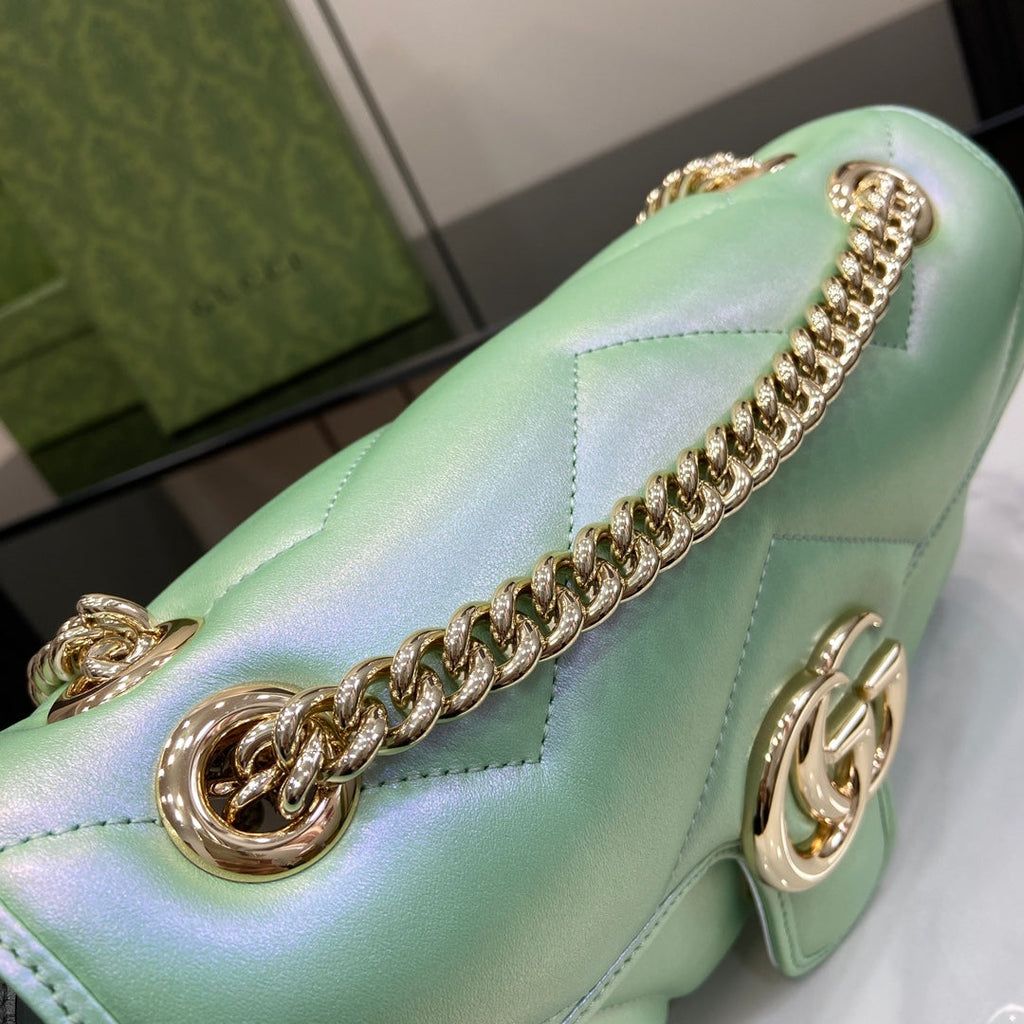 Gucci GG Marmont Small Shoulder Bag 443497 Green Leather