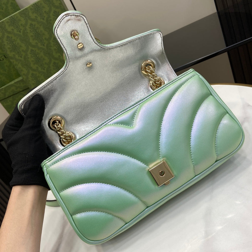 Gucci GG Marmont Small Shoulder Bag 443497 Green Leather