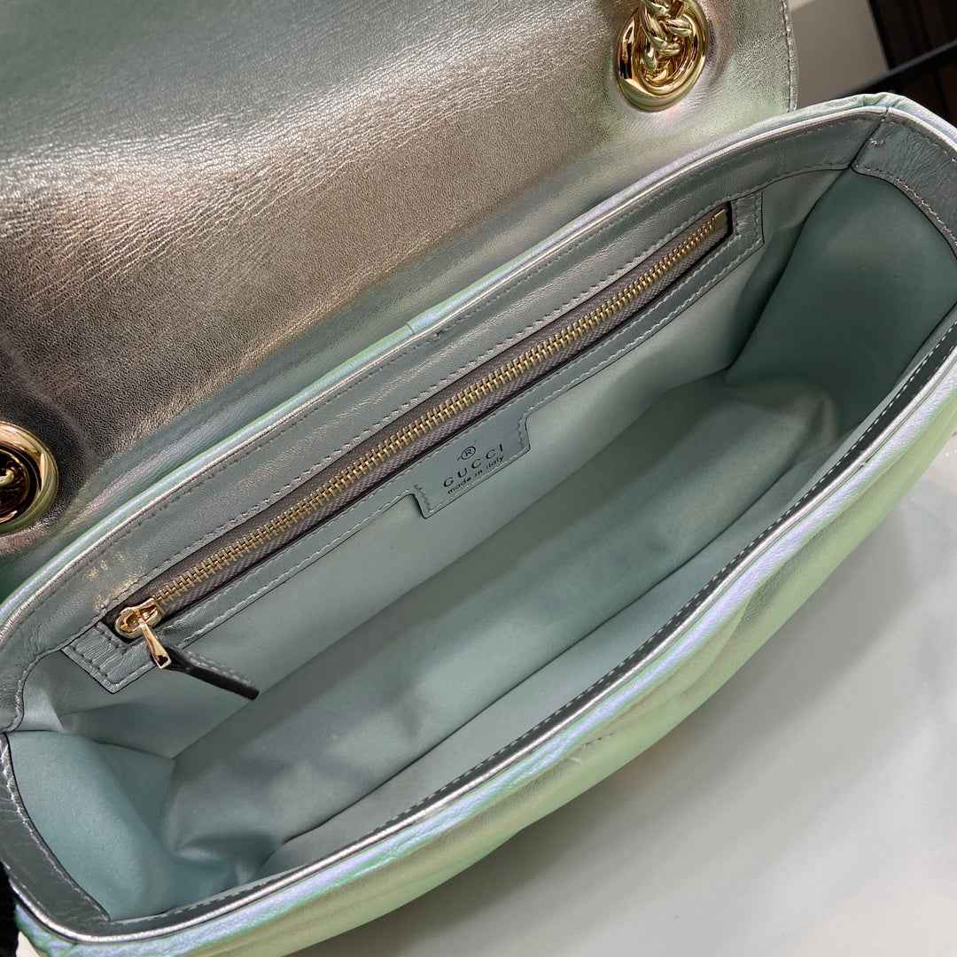 Gucci GG Marmont Small Shoulder Bag 443497 Green Leather