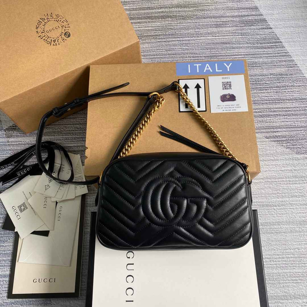 Gucci ‎447632 GG Marmont small matelassé shoulder bag Black