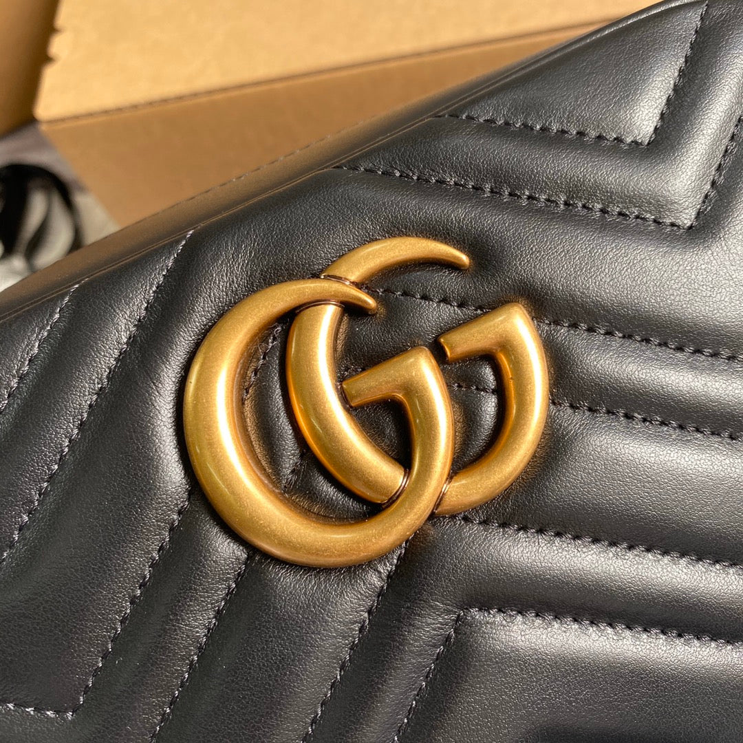 Gucci ‎447632 GG Marmont small matelassé shoulder bag Black