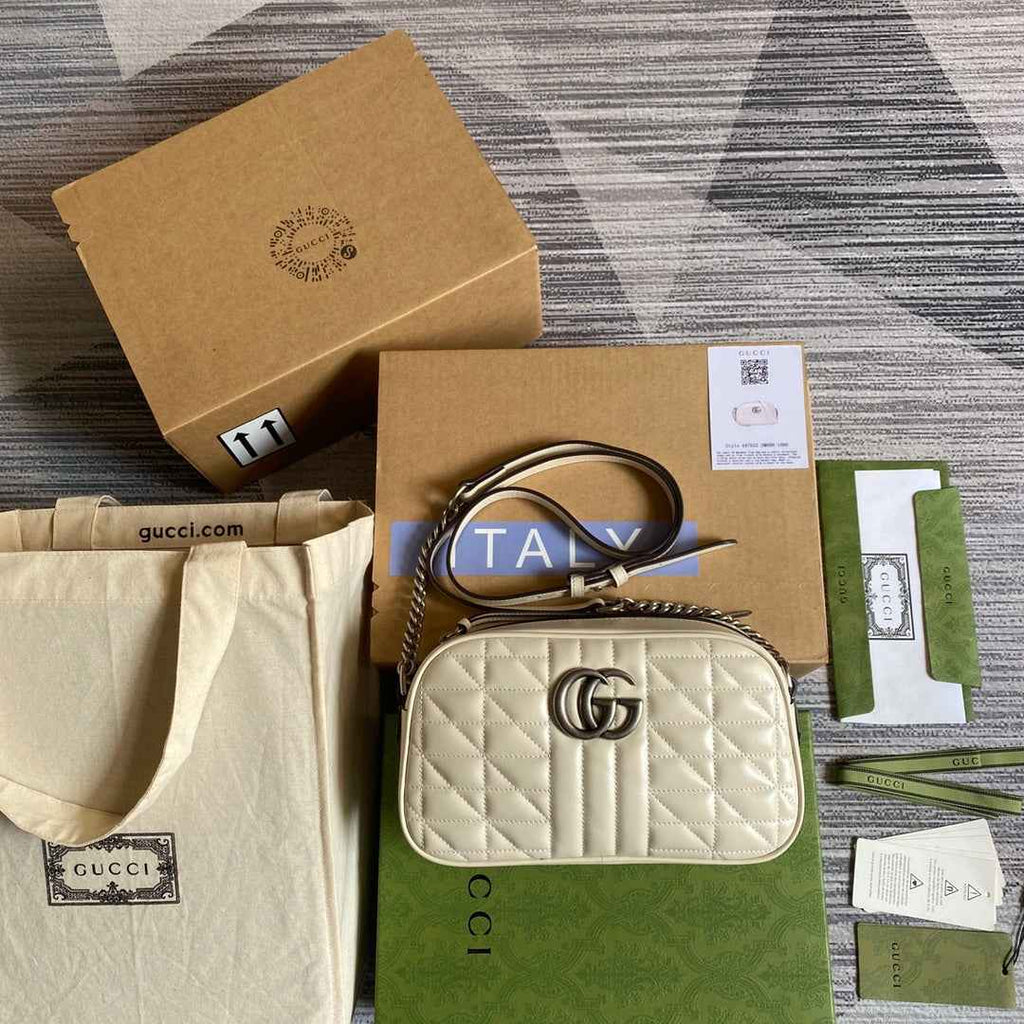 Gucci ‎447632 GG Marmont small shoulder bag White