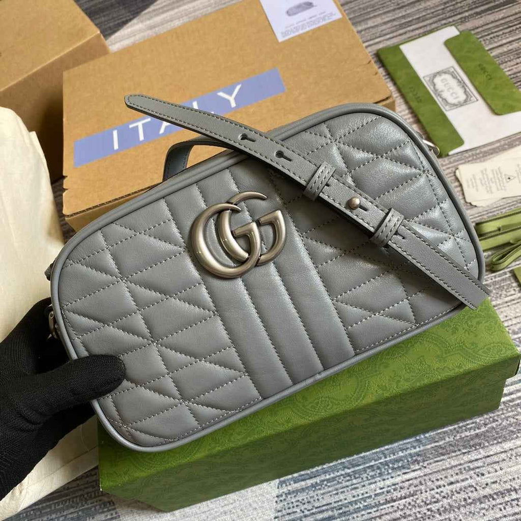 Gucci ‎447632 GG Marmont small shoulder bag dark gray