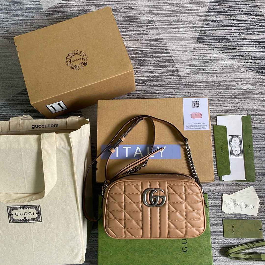 Gucci ‎447632 GG Marmont small shoulder bag Rose beige