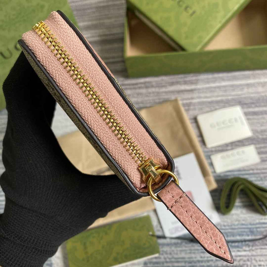 Gucci ‎‎456117 GG Marmont zip around wallet pink leather