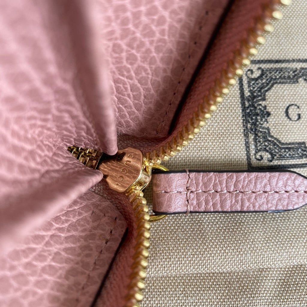 Gucci ‎‎456117 GG Marmont zip around wallet pink leather