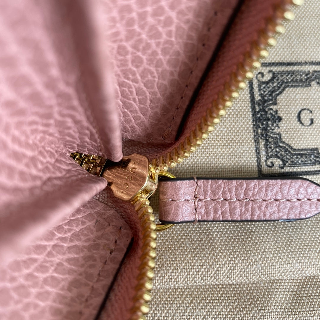 Gucci ‎‎456117 GG Marmont zip around wallet pink leather