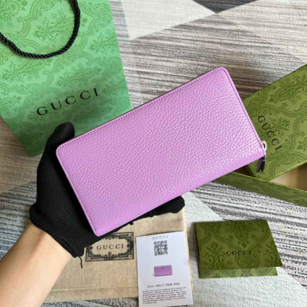 Gucci ‎‎456117 GG Marmont zip around wallet Purple leather