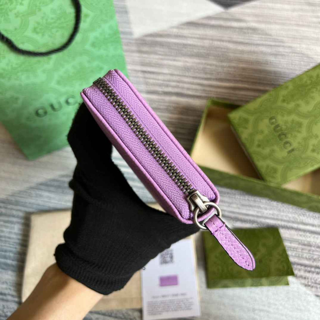 Gucci ‎‎456117 GG Marmont zip around wallet Purple leather