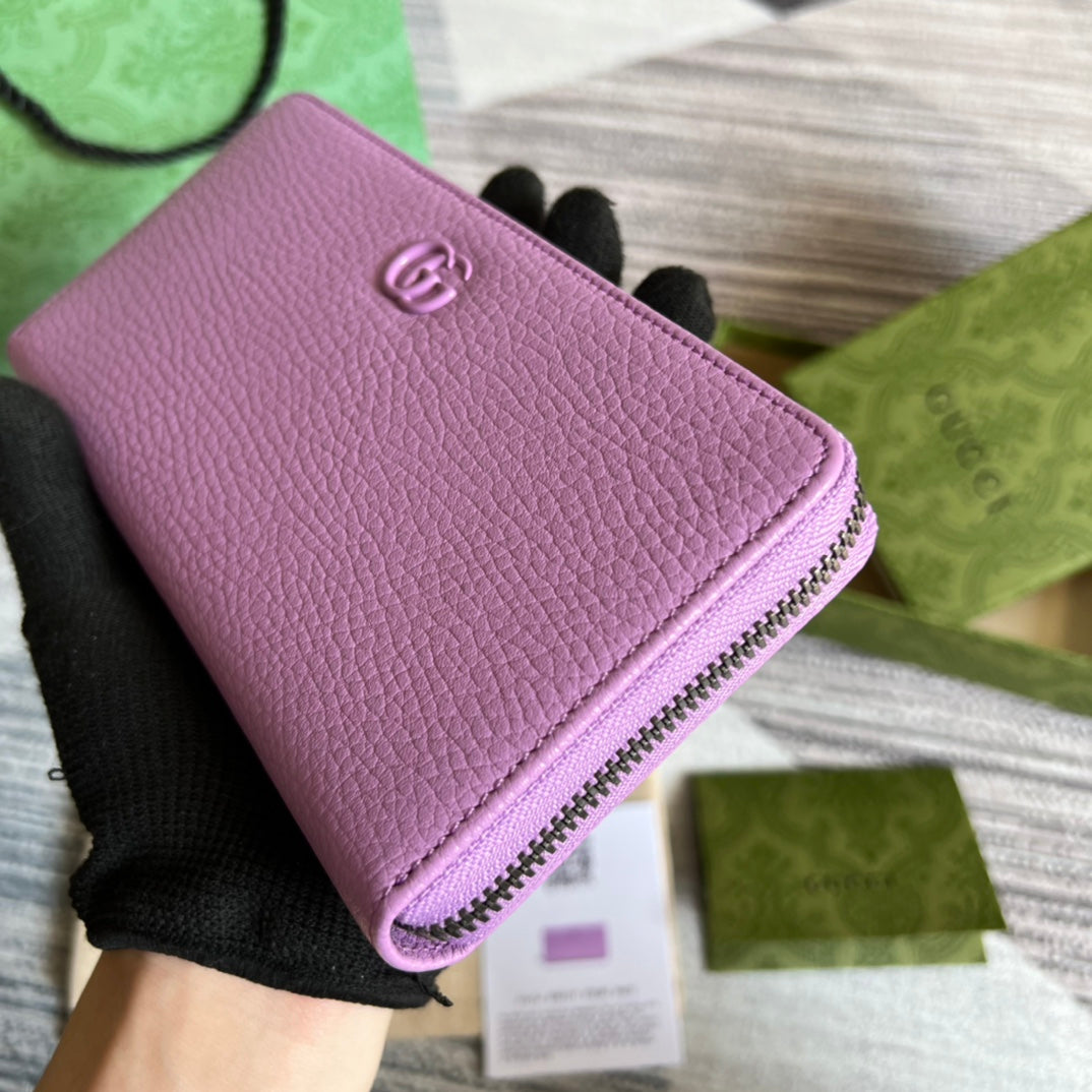Gucci ‎‎456117 GG Marmont zip around wallet Purple leather