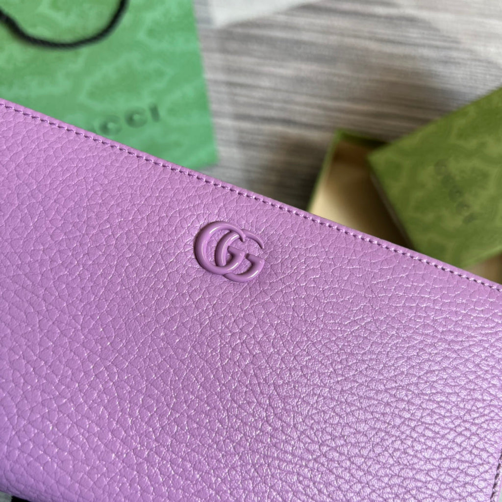 Gucci ‎‎456117 GG Marmont zip around wallet Purple leather