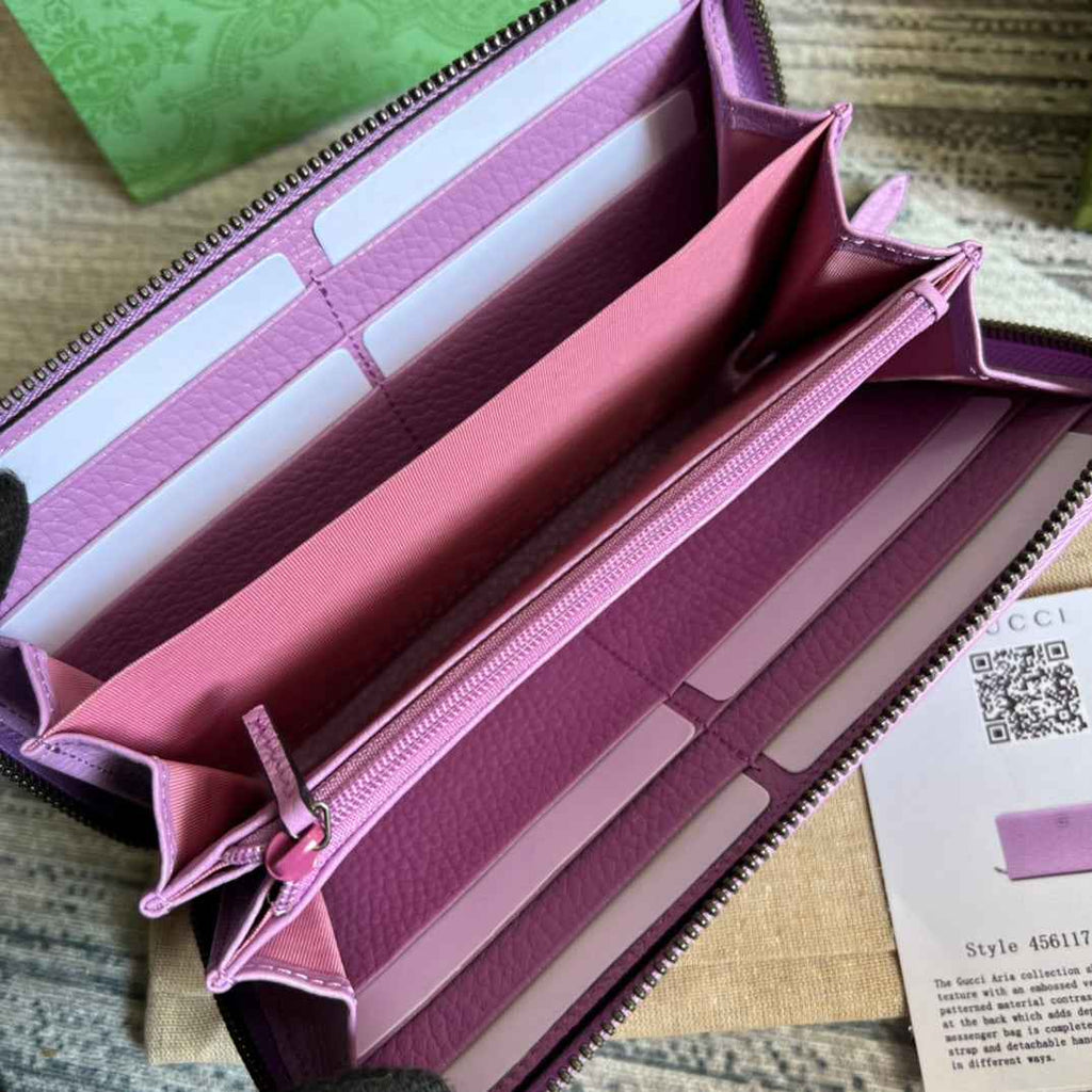Gucci ‎‎456117 GG Marmont zip around wallet Purple leather