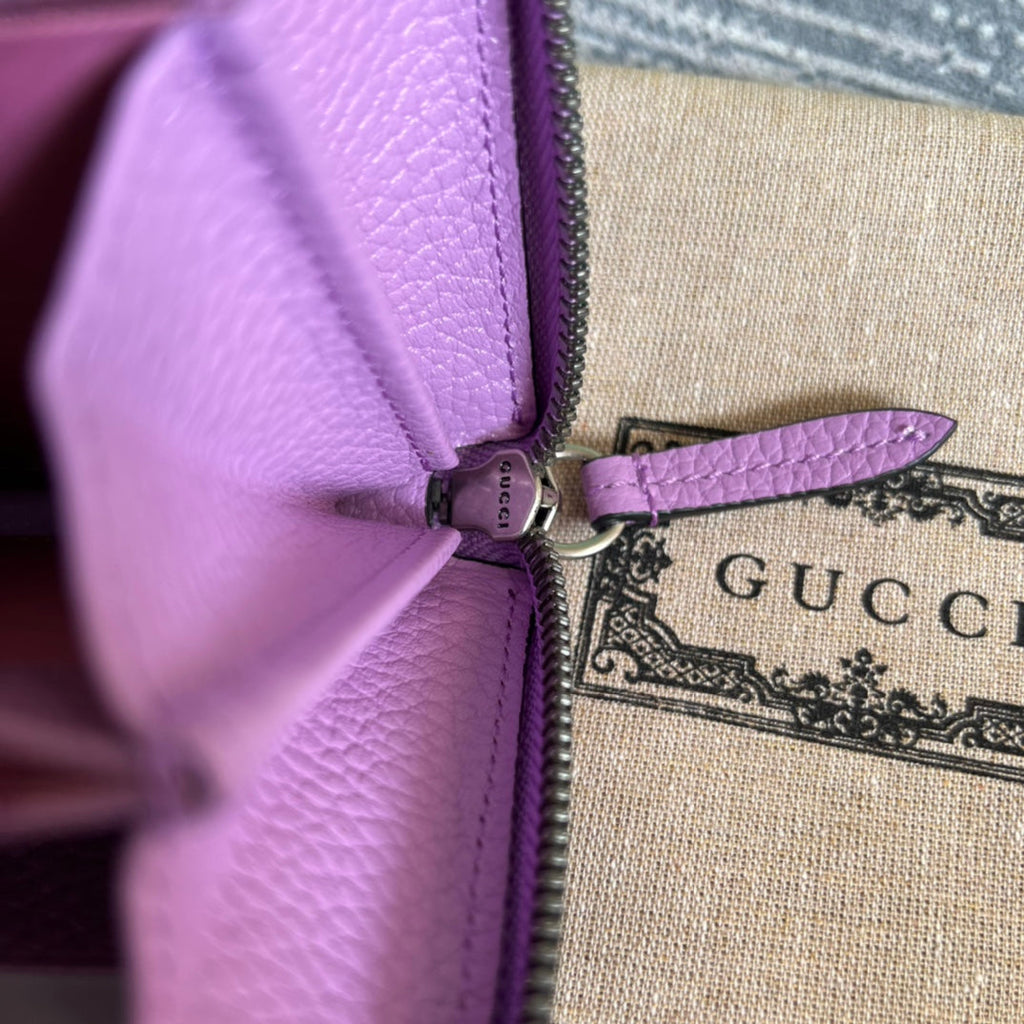 Gucci ‎‎456117 GG Marmont zip around wallet Purple leather