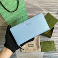 Gucci ‎‎456117 GG Marmont zip around wallet blue leather