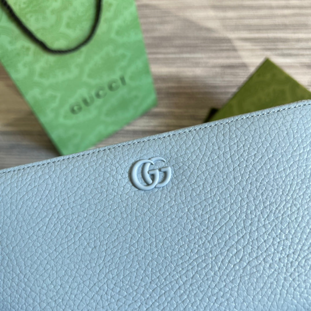 Gucci ‎‎456117 GG Marmont zip around wallet blue leather