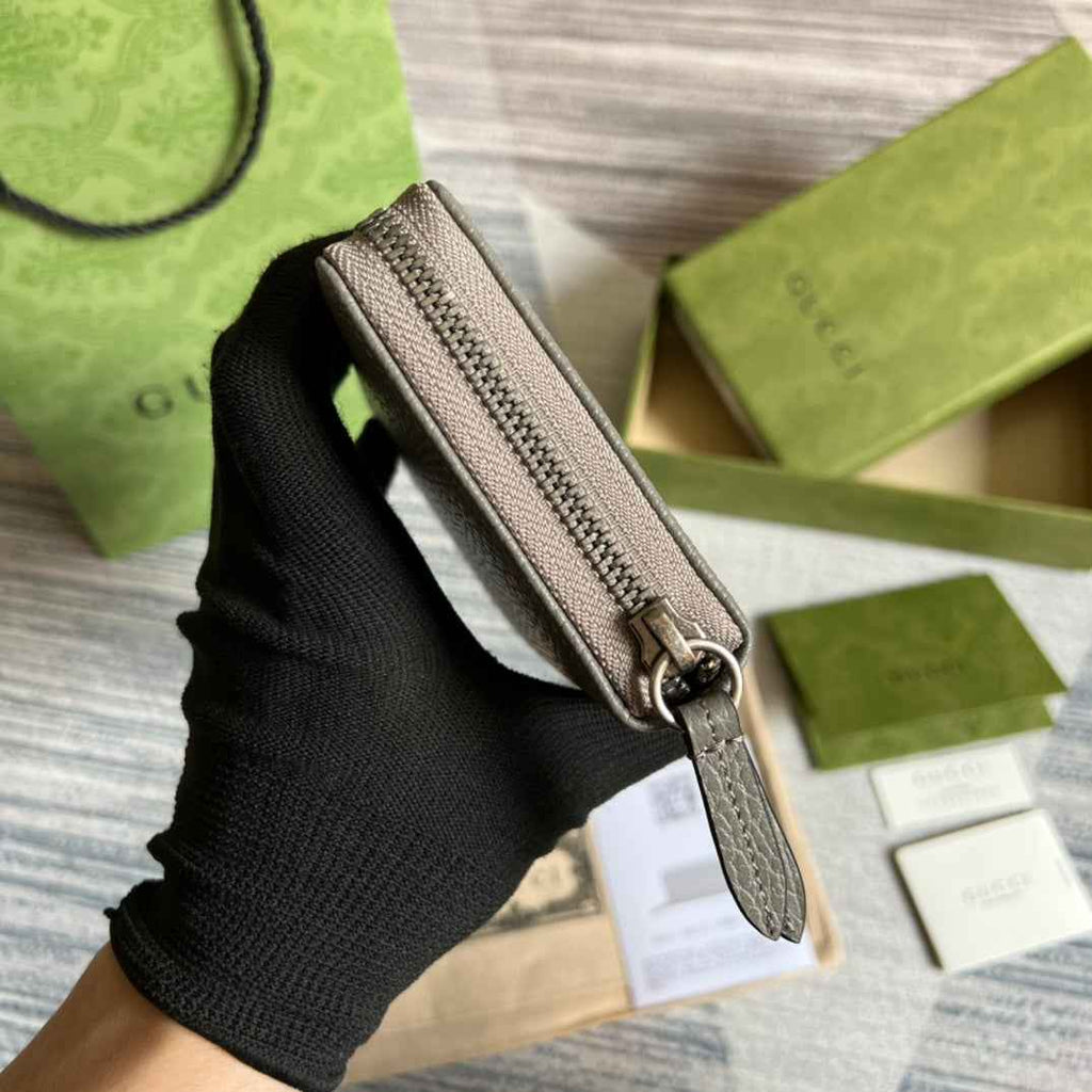 Gucci ‎‎456117 GG Marmont zip around wallet Gray leather