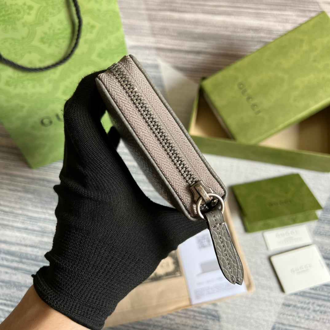 Gucci ‎‎456117 GG Marmont zip around wallet Gray leather