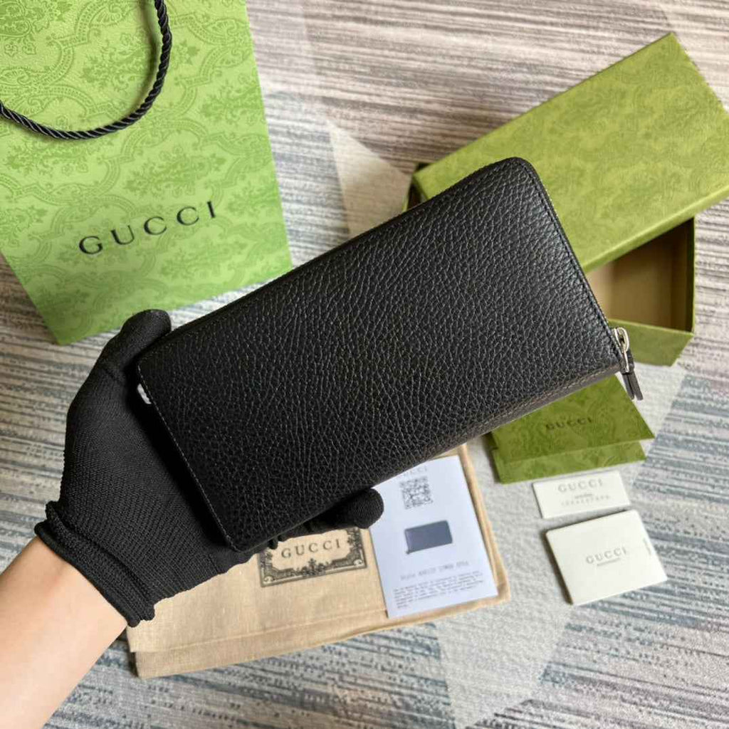 Gucci ‎‎456117 GG Marmont zip around wallet black leather
