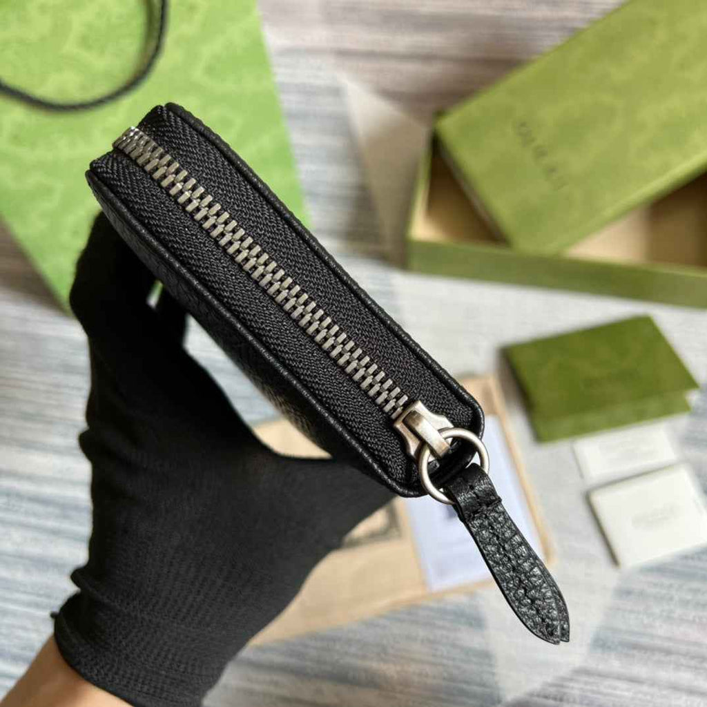 Gucci ‎‎456117 GG Marmont zip around wallet black leather
