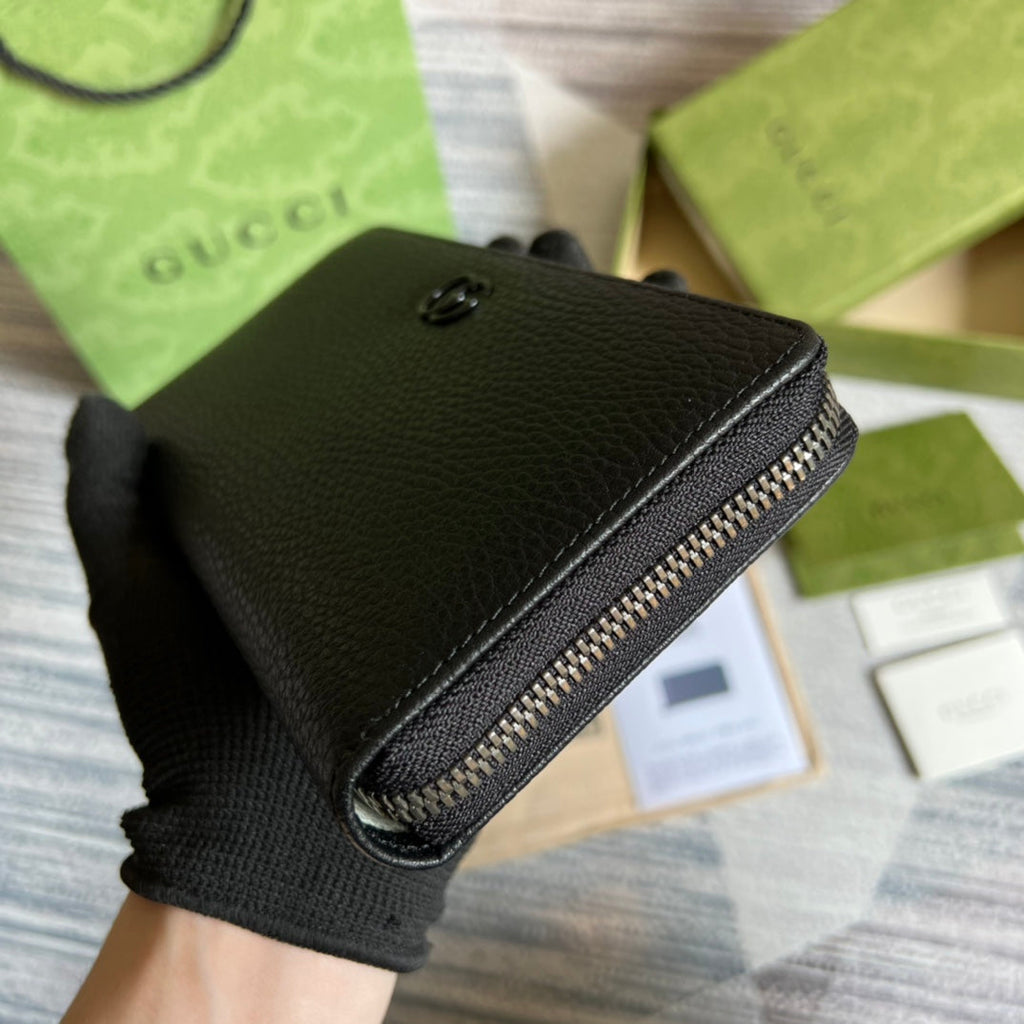 Gucci ‎‎456117 GG Marmont zip around wallet black leather