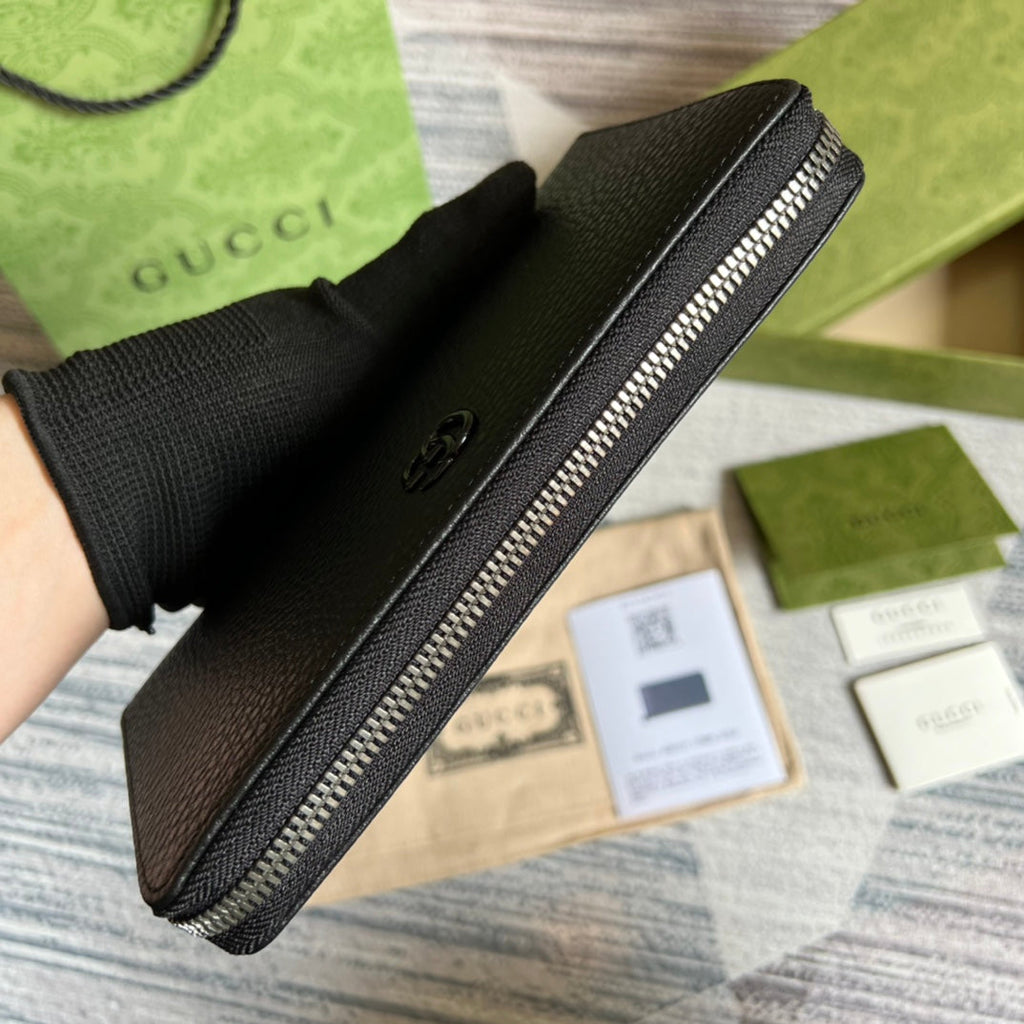 Gucci ‎‎456117 GG Marmont zip around wallet black leather