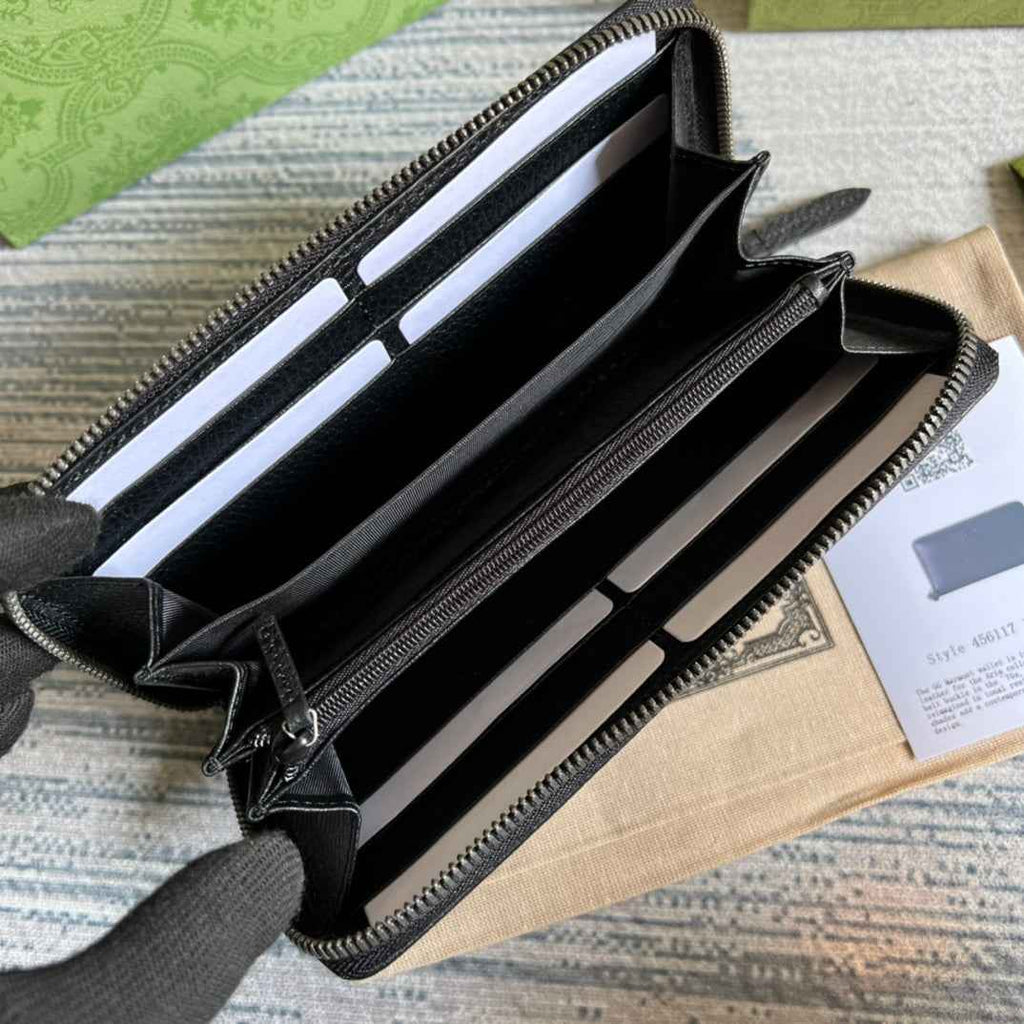 Gucci ‎‎456117 GG Marmont zip around wallet black leather