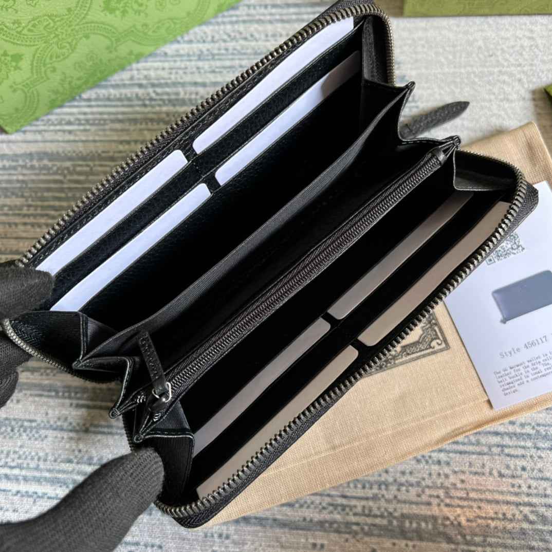 Gucci ‎‎456117 GG Marmont zip around wallet black leather
