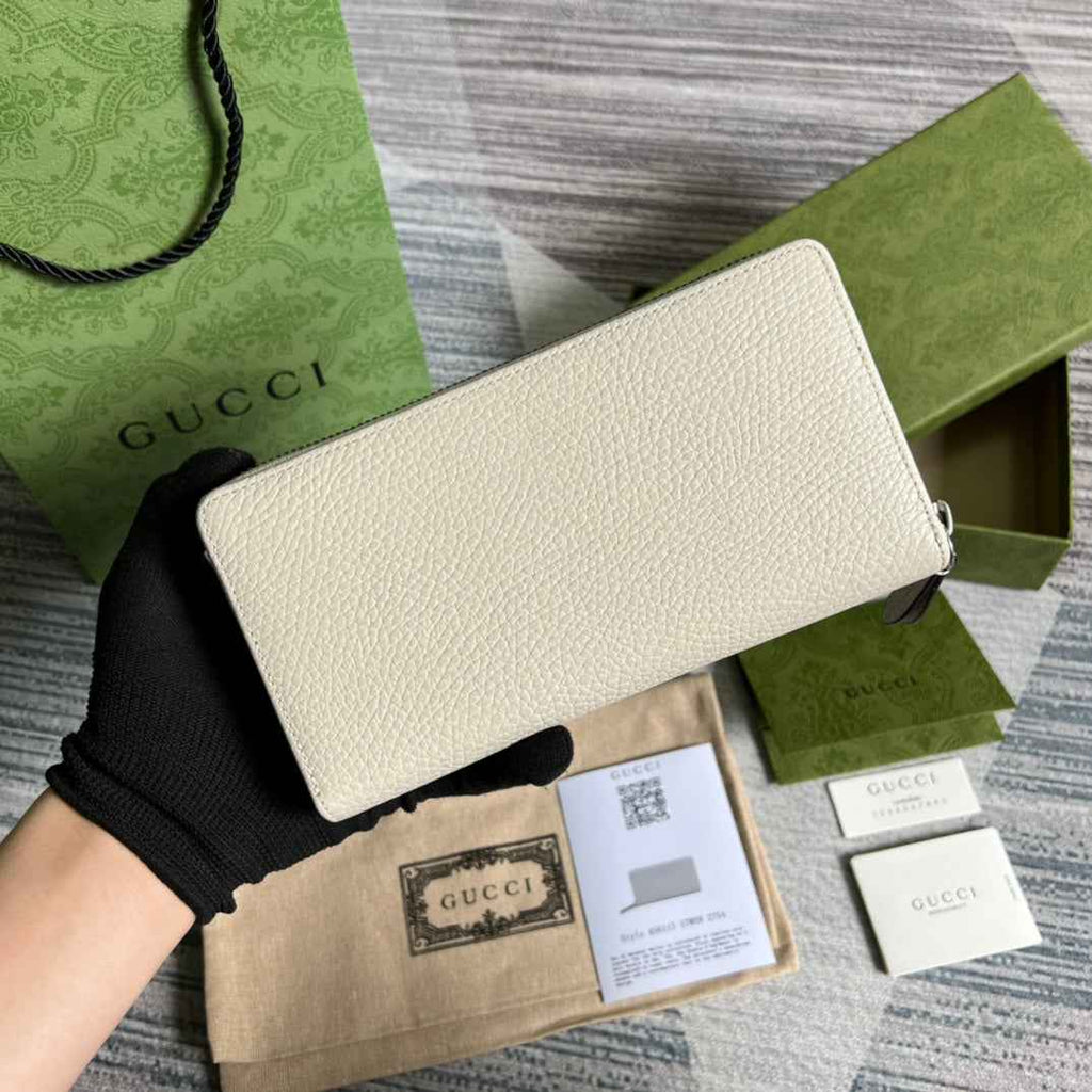 Gucci ‎‎456117 GG Marmont zip around wallet Beige leather