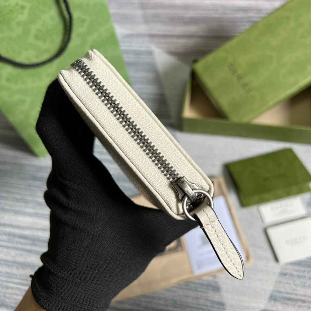 Gucci ‎‎456117 GG Marmont zip around wallet Beige leather