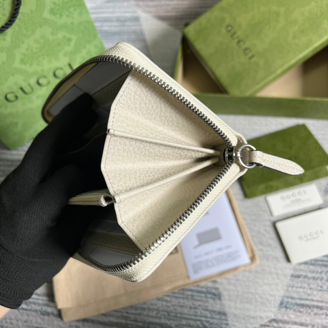 Gucci ‎‎456117 GG Marmont zip around wallet Beige leather