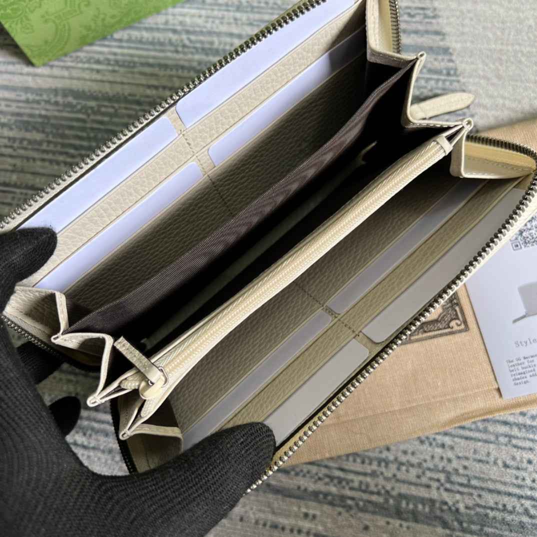 Gucci ‎‎456117 GG Marmont zip around wallet Beige leather