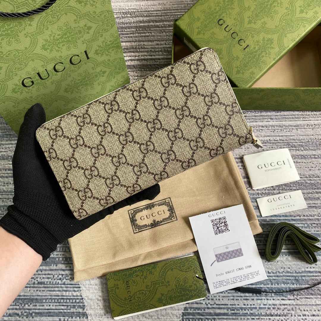 Gucci GG Marmont zip around wallet ‎‎456117 beige leather