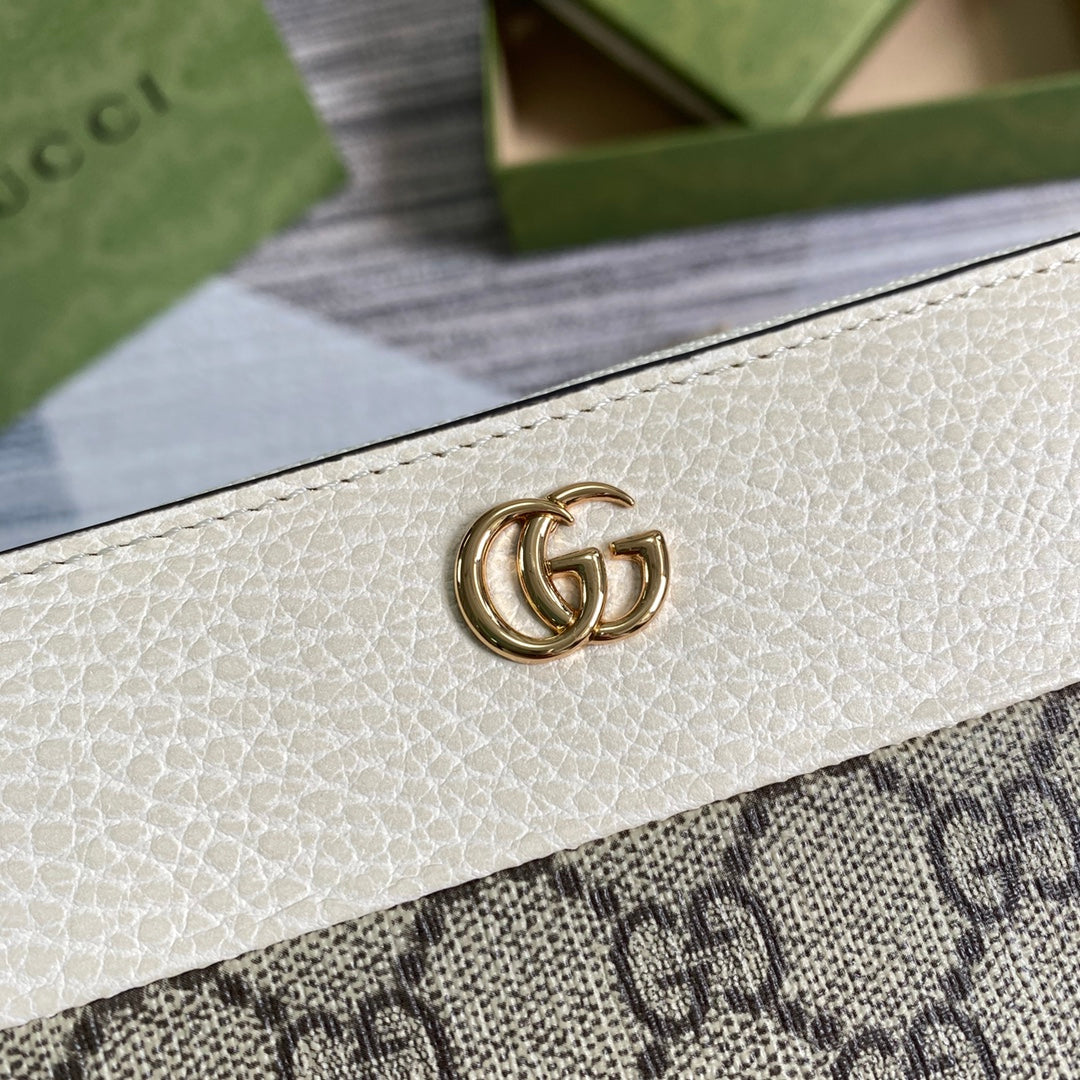Gucci GG Marmont zip around wallet ‎‎456117 beige leather