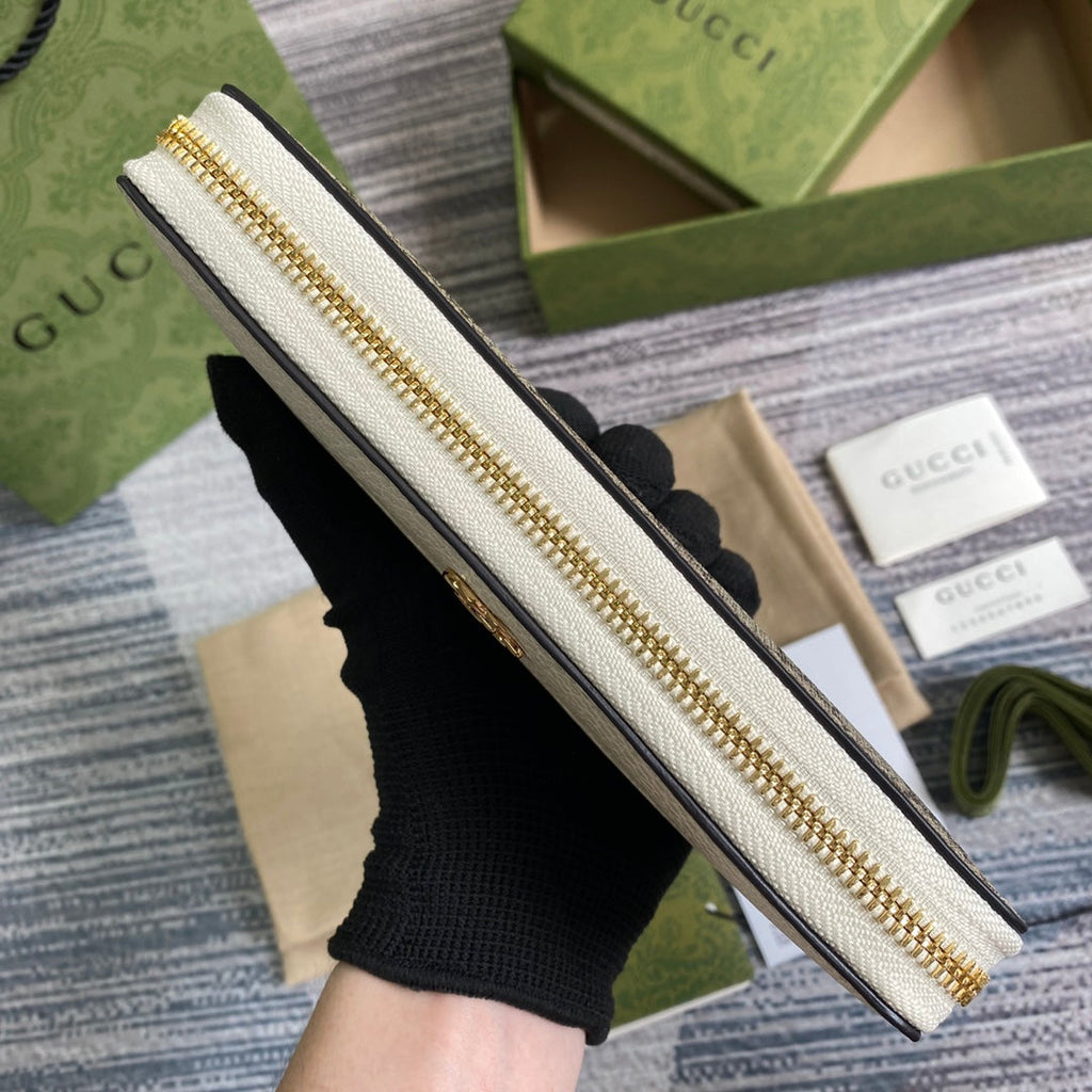 Gucci GG Marmont zip around wallet ‎‎456117 beige leather