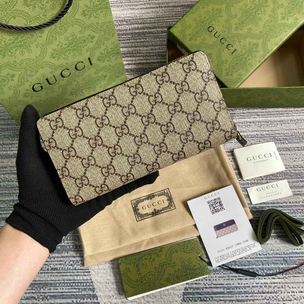Gucci GG Marmont zip around wallet ‎‎456117 black leather