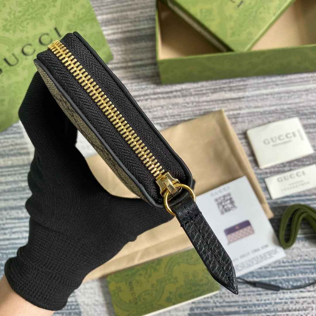 Gucci GG Marmont zip around wallet ‎‎456117 black leather